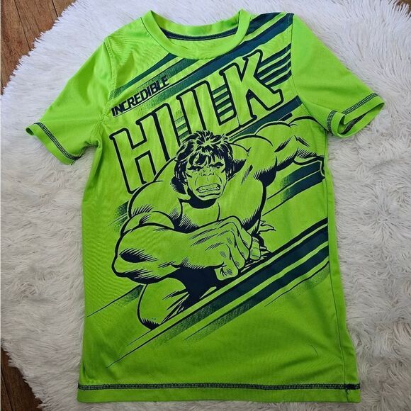 Boy's Incredible Hulk Performance Short Sleeve Shirt Size 10 - Picture 1 of 5